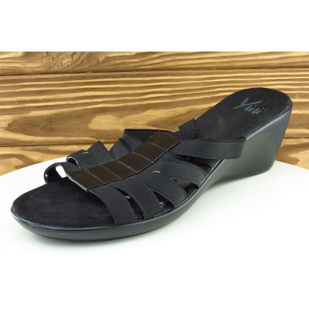 YUU Sz 9 M Black Slide Fabric Women Sandals‎ Agree